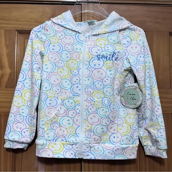 Emma & Elsa Other - Emma & Elsa Pastel Smiley Face Hoodie Size 10/12 NWT